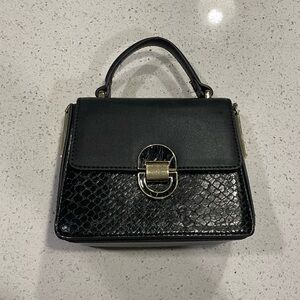 Mini Black and Gold Croc Purse